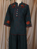 Peacock Blue Floral Thread Embroidered Design Cotton Co-ord Set