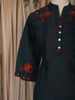 Peacock Blue Floral Thread Embroidered Design Cotton Co-ord Set