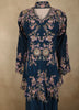 Peacock Blue Floral Thread Embroidered Design Crepe Peplum Palazzo Suit with Dupatta