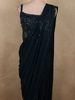 Peacock Blue Floral Thread Embroidered Design Georgette Ready to Wear Saree with Designer Blouse