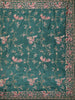Peacock Blue Floral Thread Embroidered Design Pure Tussar Fancy Saree with Floral Border