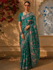 Peacock Blue Floral Thread Embroidered Design Pure Tussar Fancy Saree with Floral Border