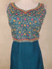 Peacock Blue Floral Thread Embroidery Design Space Silk Party Wear Gown
