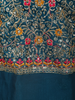 Peacock Blue Floral Thread Embroidery Design Space Silk Party Wear Gown