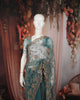 Peacock Blue Floral Vine Sequins and  Beads Embroidered Design Net Party Wear Saree