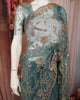 Peacock Blue Floral Vine Sequins and  Beads Embroidered Design Net Party Wear Saree