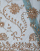 Peacock Blue Floral Vine Sequins and  Beads Embroidered Design Net Party Wear Saree