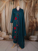 Peacock Blue Floral Vine Thread Embroidered Design Cotton Straight Cut Salwar Suit with Dupatta