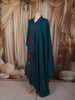 Peacock Blue Floral Vine Thread Embroidered Design Cotton Straight Cut Salwar Suit with Dupatta