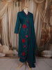 Peacock Blue Floral Vine Thread Embroidered Design Cotton Straight Cut Salwar Suit with Dupatta