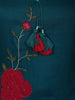 Peacock Blue Floral Vine Thread Embroidered Design Cotton Straight Cut Salwar Suit with Dupatta