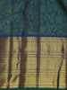 Peacock Blue Floral Woven Pure Kanchipuram Silk Saree - Diadem