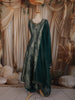 Peacock Blue Floral Zari  Embroidered Design Banarasi Silk Palazzo Suit with Matching Dupatta