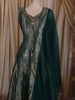 Peacock Blue Floral Zari  Embroidered Design Banarasi Silk Palazzo Suit with Matching Dupatta