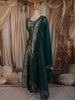 Peacock Blue Floral Zari  Embroidered Design Banarasi Silk Palazzo Suit with Matching Dupatta