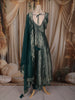 Peacock Blue Floral Zari  Embroidered Design Banarasi Silk Palazzo Suit with Matching Dupatta