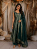 Peacock Blue Floral Zari  Embroidered Design Banarasi Silk Palazzo Suit with Matching Dupatta