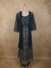 Peacock Blue Floral Zari Embroidered Design Organza Mastani Palazzo Suit