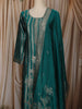 Peacock Blue Floral Zari Embroidered Design Semi Silk Straight Cut Salwar Suit with Dupatta
