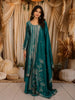 Peacock Blue Floral Zari Embroidered Design Semi Silk Straight Cut Salwar Suit with Dupatta