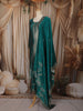 Peacock Blue Floral Zari Embroidered Design Semi Silk Straight Cut Salwar Suit with Dupatta