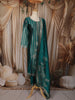 Peacock Blue Floral Zari Embroidered Design Semi Silk Straight Cut Salwar Suit with Dupatta