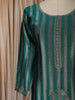 Peacock Blue Floral Zari Embroidered Design Semi Silk Straight Cut Salwar Suit with Dupatta