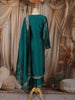 Peacock Blue Floral Zari Embroidered Design Semi Silk Straight Cut Salwar Suit with Dupatta