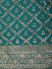 Peacock Blue Floral  Zari Woven Design Pure Banarasi Designer Saree with Designer Border