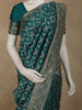 Peacock Blue Floral  Zari Woven Design Pure Banarasi Designer Saree with Designer Border