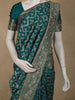 Peacock Blue Floral  Zari Woven Design Pure Banarasi Designer Saree with Designer Border