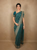 Peacock Blue Floral  Zari Woven Design Pure Banarasi Designer Saree with Designer Border