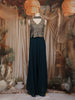 Peacock Blue Floral and Geometric Embroidered Georgette Palazzo Suit