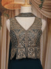 Peacock Blue Floral and Geometric Embroidered Georgette Palazzo Suit