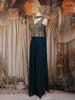 Peacock Blue Floral and Geometric Embroidered Georgette Palazzo Suit