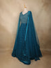 Peacock Blue Heavy Sequins Embroidered Net Gown with Dupatta