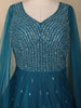 Peacock Blue Heavy Sequins Embroidered Net Gown with Dupatta