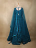 Peacock Blue Heavy Sequins Embroidered Net Gown with Dupatta