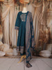 Peacock Blue Kalamkari Printed Design Cotton Anarkali Salwar Suit with Matching Dupatta