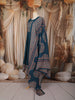 Peacock Blue Kalamkari Printed Design Cotton Anarkali Salwar Suit with Matching Dupatta