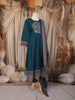 Peacock Blue Kalamkari Printed Design Cotton Anarkali Salwar Suit with Matching Dupatta