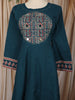 Peacock Blue Kalamkari Printed Design Cotton Anarkali Salwar Suit with Matching Dupatta