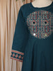 Peacock Blue Kalamkari Printed Design Cotton Anarkali Salwar Suit with Matching Dupatta