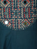 Peacock Blue Kalamkari Printed Design Cotton Anarkali Salwar Suit with Matching Dupatta