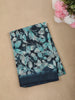 Peacock Blue Leaf Printed Design Linen Cotton Casual Wear Saree