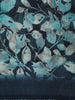 Peacock Blue Leaf Printed Design Linen Cotton Casual Wear Saree