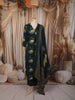 Peacock Blue Lotus Floral Motif Printed Design Cotton Straight Cut Salwar Suit with Matching Dupatta