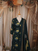Peacock Blue Lotus Floral Motif Printed Design Cotton Straight Cut Salwar Suit with Matching Dupatta