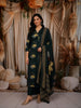 Peacock Blue Lotus Floral Motif Printed Design Cotton Straight Cut Salwar Suit with Matching Dupatta