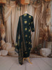 Peacock Blue Lotus Floral Motif Printed Design Cotton Straight Cut Salwar Suit with Matching Dupatta